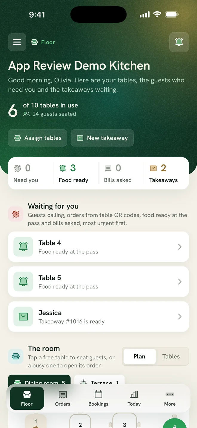 Ferculon app: Waiter