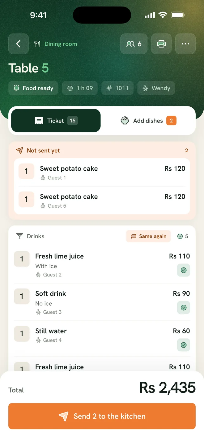 Ferculon app: Orders